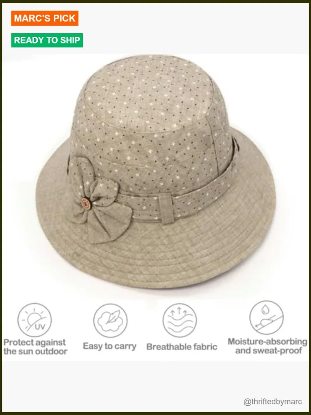 Cloche Bucket Hat with Adjustable Rope, Lightweight Polyester Sun Protection